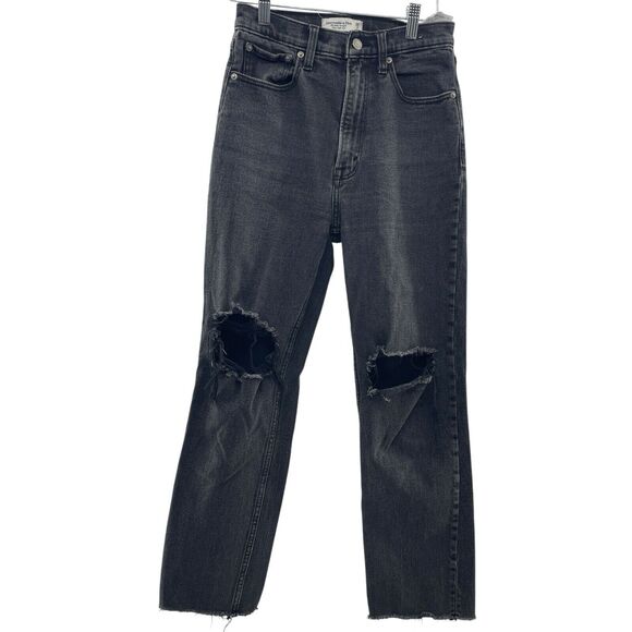 Abercrombie Fitch 26 2R The Ankle Straight Ultra High Rise Jeans Distressed - Picture 1 of 16